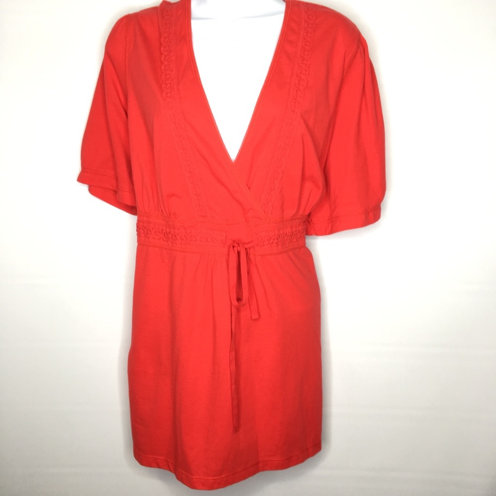 NWT Maurice’s Red V Neck Tunic Lace Trim 3X